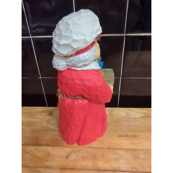 Holiday Collection Carved Look Mrs Santa Figurine World Bazaars 10" - Picture 5 of 8